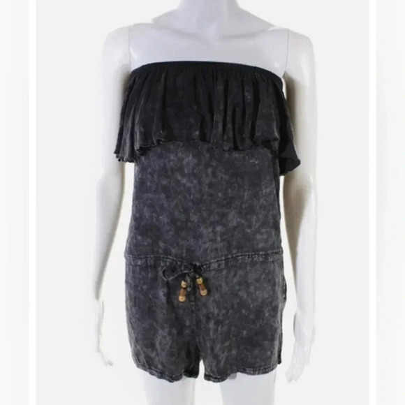 Chaser Womens Ruffled Elastic Off Shoulder Drawstring
Romper Gray Size M - Picture 3 of 10